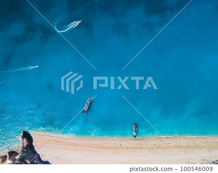 directly above view of egremni beach at Lefkada island, Greece 100546009