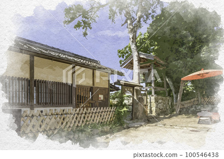 Watercolor style Hikone Castle Choshoan Hikone City, Shiga Prefecture Watercolor style Hikone Castle Choshoan Hikone City, Shiga Prefecture 100546438