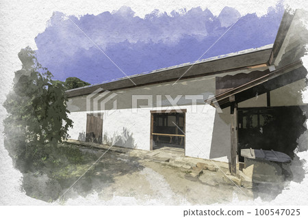 滋賀縣彥根市，水彩風格的彥根城樓 100547025