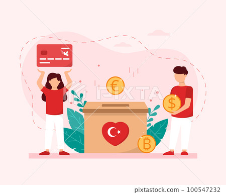 Turkey earthquake, donation concept. Illustration in a flat style. Turkey earthquake, donation concept. Illustration in a flat style. 100547232