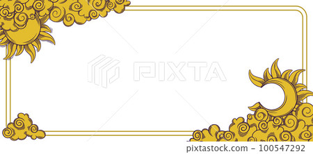 Tarot banner with moon and sun. Golden tarot frame for esoteric designs. Vector illustration Tarot banner with moon and sun. Golden tarot frame for esoteric designs. Vector illustration 100547292