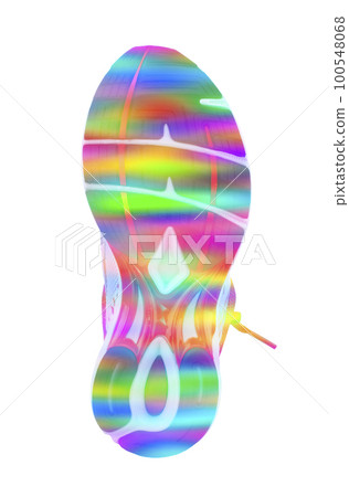 Beautiful rainbow shoe sole. Footprint in rainbow colors. 100548068