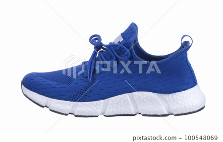 Blue rag sneaker on a white background. Blue rag sneaker on a white background. 100548069