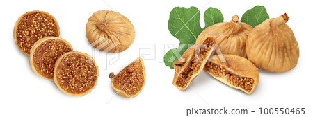 dried fig isolated on white background with full depth of field. Top view. Flat lay 100550465