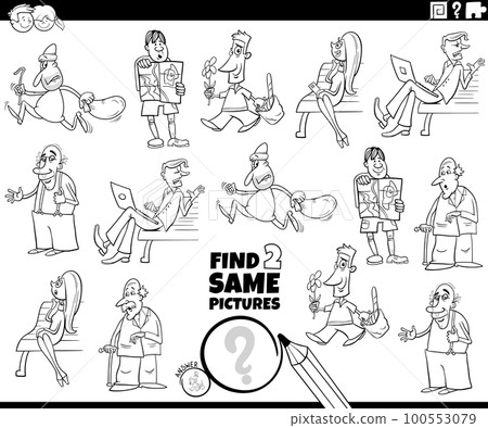 find two same cartoon persons game coloring page find two same cartoon persons game coloring page 100553079