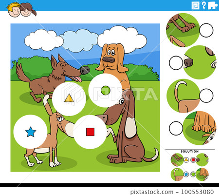 match pieces game with cartoon dogs animal characters match pieces game with cartoon dogs animal characters 100553080