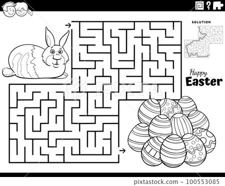 maze with Easter Bunny and Easter eggs coloring page maze with Easter Bunny and Easter eggs coloring page 100553085