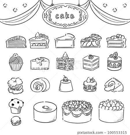 手繪可愛蛋糕套裝黑白 100553315