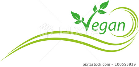 Vegetarian symbol with leaves, vegan, organic, logo 100553939