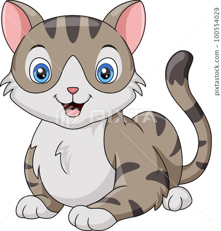 Cute cat cartoon sitting on white background 100554029
