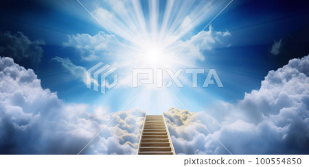 Stairway to heaven. Stairway through the clouds to the  heavenly light 100554850
