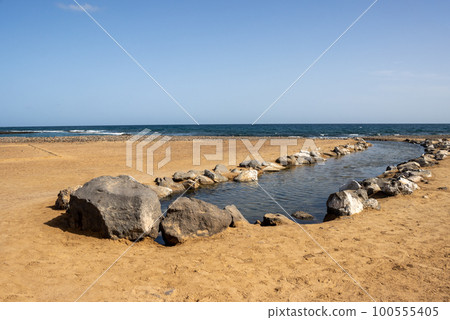 Natural pool  at the beach, Fuerteventura 100555405
