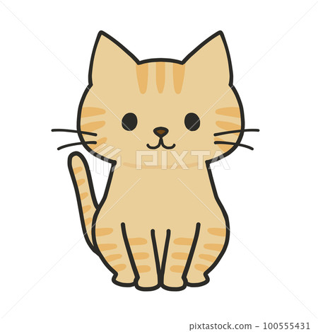 坐著的棕色虎斑貓 100555431