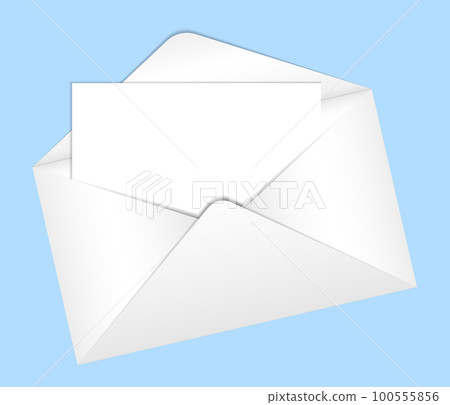 Letter in an envelope with place for text or your design. Classic white mail envelope with a blank sheet inside for text, template, mockup, invitation, congratulations, notice Letter in an envelope with place for text or your design. Classic white mail envelope with a blank sheet inside for text, template, mockup, invitation, congratulations, notice 100555856