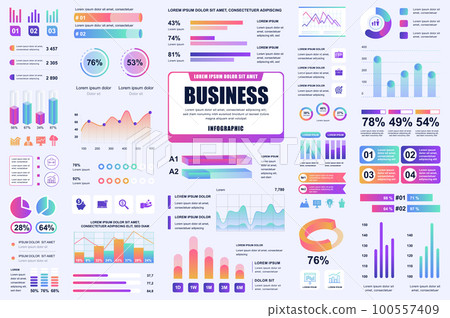 Bundle business and finance infographic UI, UX, KIT elements. Different charts, diagrams, workflow, flowchart, timeline, schemes, graphs design template. 100557409