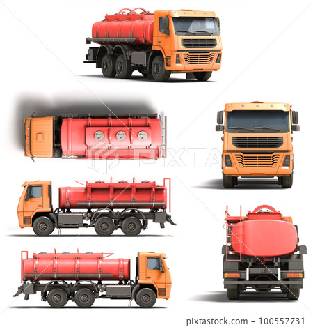 collection of Tank truck tanker truck Car 3d render on white 100557731