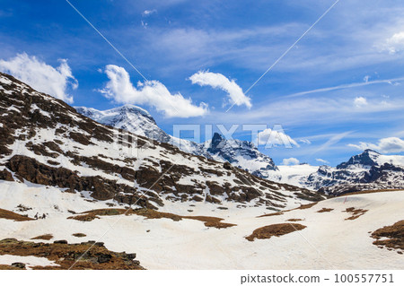 View of the Pennine Alps from Gornergrat close to Zermatt, Switzerland 100557751