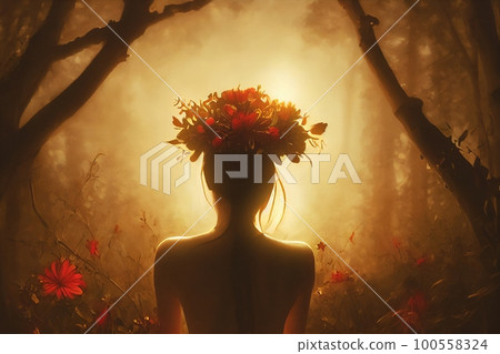 woman, wreath, female 100558324