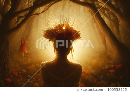 woman, wreath, female 100558325
