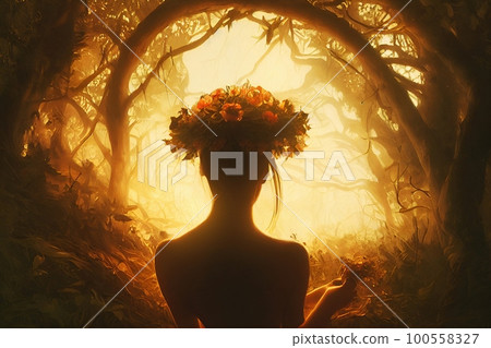 woman, wreath, female 100558327