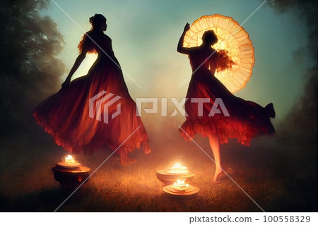 woman, dress, wreath 100558329