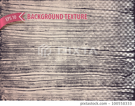 Rough wooden overlay texture with brushstroke effect. Abstract background to imitate vintage scrapes, scratch, roughness, cuts. Vector backdrop. 100558333