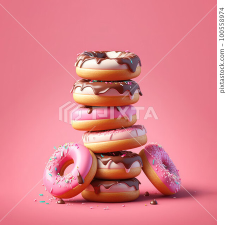 delicious donuts on pink background with copy space delicious donuts on pink background with copy space 100558974