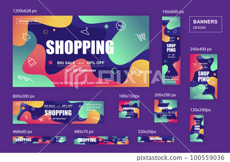 Collection web banners different sizes for mobile and social networks 100559036