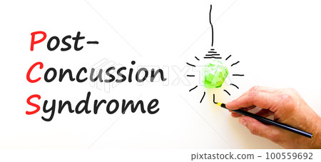 PCS post-concussion syndrome symbol. Concept words PCS post-concussion syndrome on white paper on a beautiful white background. Medical and PCS post-concussion syndrome concept. Copy space. PCS post-concussion syndrome symbol. Concept words PCS post-concussion syndrome on white paper on a beautiful white background. Medical and PCS post-concussion syndrome concept. Copy space. 100559692