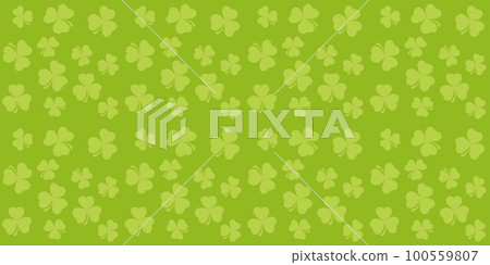 St.Patricks Day background with clover leaves on a spring light green background 100559807