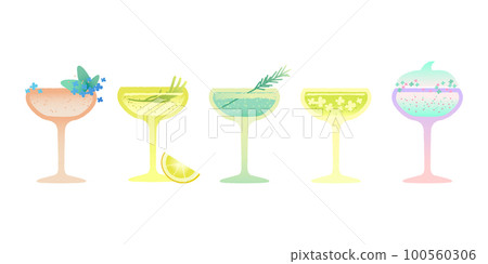 Margarita set with fruits. Vector gradient flat illustration with texture Margarita set with fruits. Vector gradient flat illustration with texture 100560306