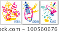 Doodle posters of various symbol cities , Different culture, interesting journey, voyage 100560676