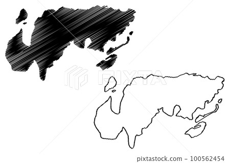 Nendo, Malo and Nibanga island (Solomon Islands, Pacific Ocean, Santa Cruz Islands) map vector illustration, scribble sketch Nendo, Ndeni, Nitendi or Ndende map 100562454