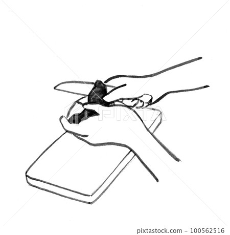 用菜刀手剝皮的插圖 100562516