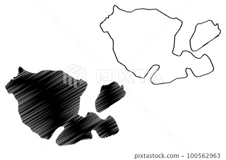Vanikoro island (Solomon Islands, Pacific Ocean, Santa Cruz Islands) map vector illustration, scribble sketch Banie and Teanu map 100562963