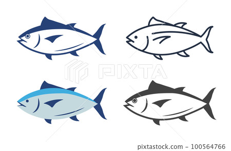 Tuna fish logo icon outline illustration. Salmon tuna fish line icon seafood logo 100564766