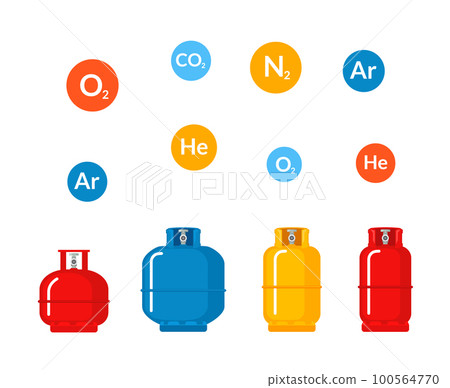 Gas cylinder vector tank. Lpg propane bottle icon container. Oxygen gas cylinder canister fuel 100564770