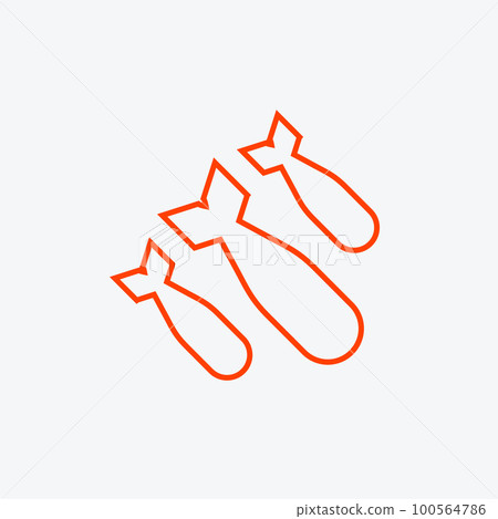 Nuclear bomb military icon. Vector air bomb atomic war aviation symbol 100564786