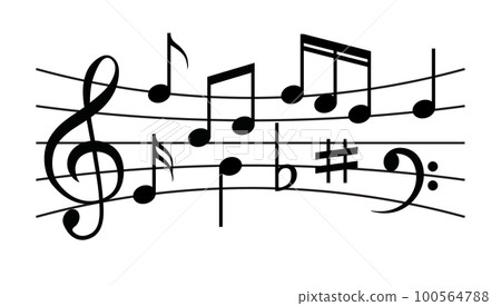 Music note vector sheet icon staff illustration design. Melody music note on sheet Music note vector sheet icon staff illustration design. Melody music note on sheet 100564788