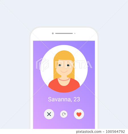 Dating app online mobile concept. Female male profile flat design. Couple match for relationship Dating app online mobile concept. Female male profile flat design. Couple match for relationship 100564792
