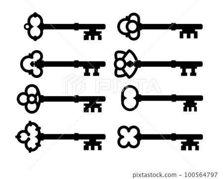 Old key vector house icon logo. Old key silhouette antique lock illustration 100564797