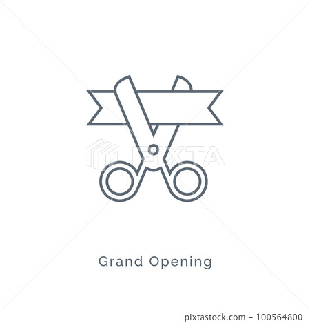 Grand opening scissor ribbon icon ceremony. Establish open business flat inauguration sign Grand opening scissor ribbon icon ceremony. Establish open business flat inauguration sign 100564800