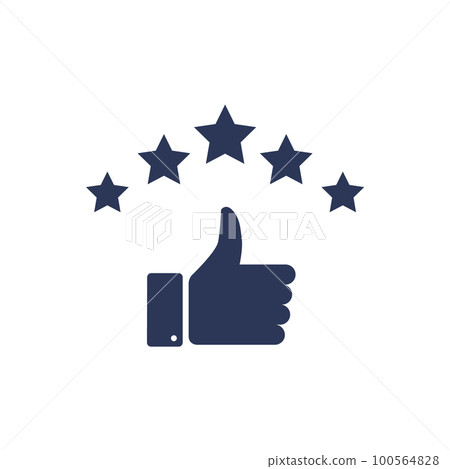 5 Star customer review quality rate satisfaction best service recommend. 5 star rate icon success 100564828