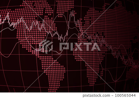 Candlestick chart, line graph and bar chart. World stock market index fall. Candlestick chart, line graph and bar chart. World stock market index fall. 100565044