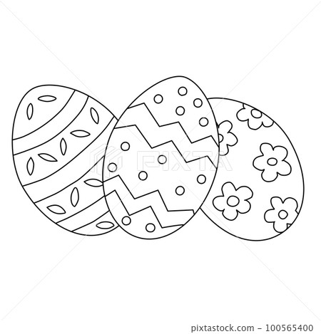 Easter eggs, doodle style flat vector outline for coloring book Easter eggs, doodle style flat vector outline for coloring book 100565400