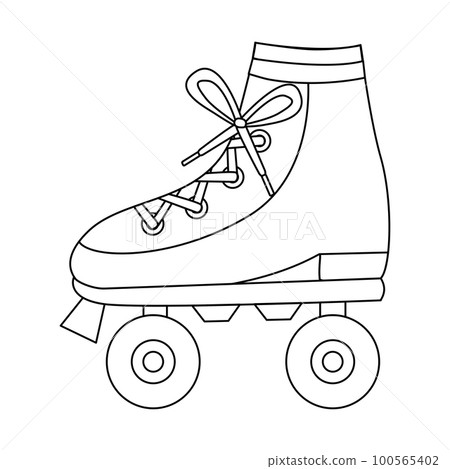 Retro roller skates, doodle style flat vector outline for coloring book 100565402