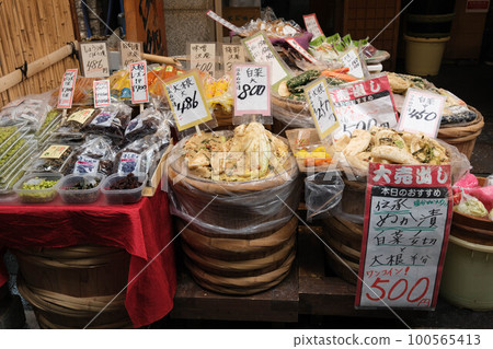 old fashioned market. Pickle shop. It's more fun than shopping at a supermarket because you can interact with the owner in a retro atmosphere. 100565413