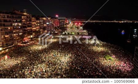 Drone image of the most crowded concert of turkey in celebration of the 100th anniversary of the liberation of izmir Drone image of the most crowded concert of turkey in celebration of the 100th anniversary of the liberation of izmir 100569066