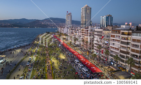 aerial photo of 9 September izmir victory walk National celebration Sep 09, 2019Izmir Turkey aerial photo of 9 September izmir victory walk National celebration Sep 09, 2019Izmir Turkey 100569141