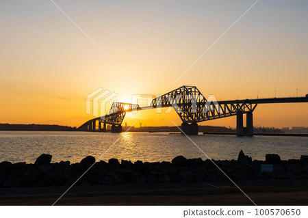 在黃昏的東京都市風景東京門大橋 在黃昏的東京都市風景東京門大橋 100570650